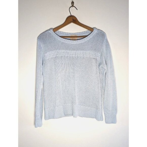 Tahari Sweaters - Elie Tahari Sweater Women's Size Medium Knit Pullover Ribbed Blue Metallic Soft